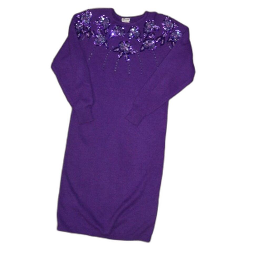 Lady Darian Sequined Floral Vintage Hong Kong Bodycon Sweater Dress